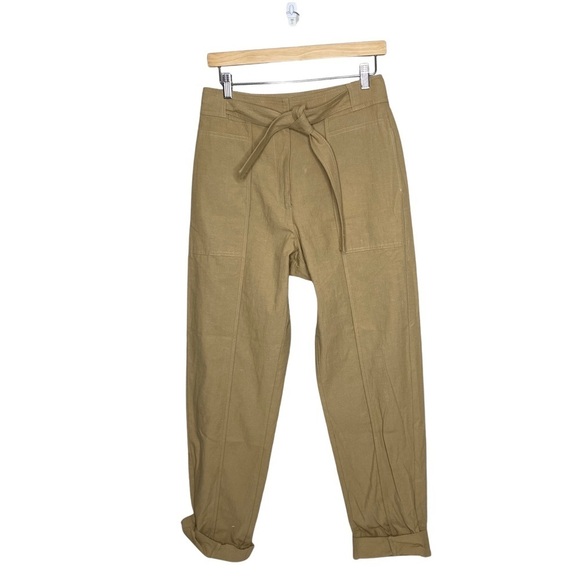 NEW SEA New York Wash Chino High Waist Tie Waist Trouser Camel Tan size 4